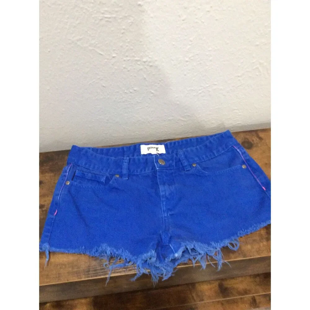 Victoria's Secret PINK shorts cut off Size 4 Blue frayed hem